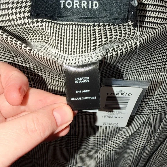 NWT Torrid WIDE LEG STRETCH CHALLIS HIGH - RISE PANT Glen Plaid Size 18R - Picture 7 of 8